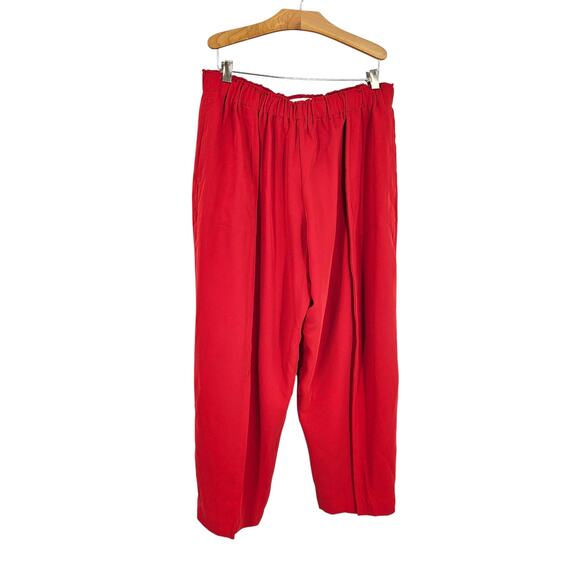 Roucha Pants Red Drawstring Elastic Waist Pleated Wide Leg Pull On Size US 12/14 - Picture 1 of 8